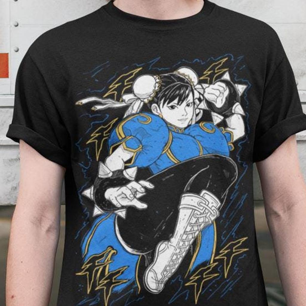 Unisex Chun Li SF2 Retro Gaming T-Shirt, Vintage Anime Waifu Shirt