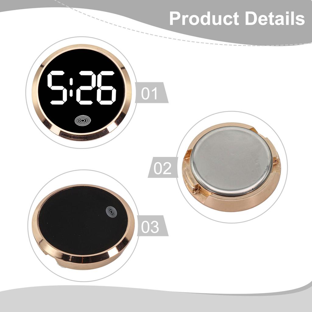 1pc Car Luminous Clock  Automobiles Internal Stick-On Mini Digital Watch Circular LED Electronic Watch Auto Interior Accessories
