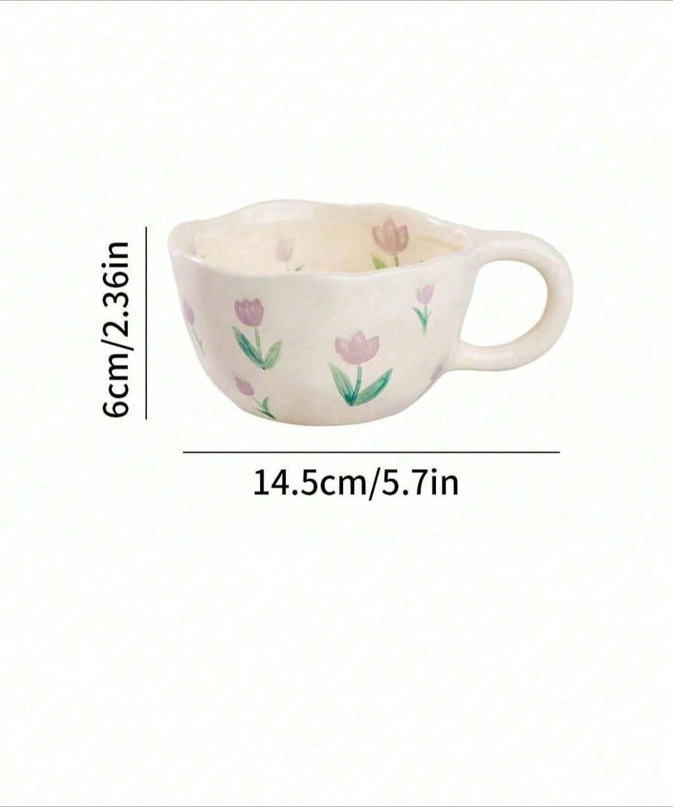 

New Minimalist Cute Ceramic Cup - Popular Couple Mug for Her, Office Coffee/Tea Tumbler | Summer Autumn Essential, Fashionable 300ml тюльпан