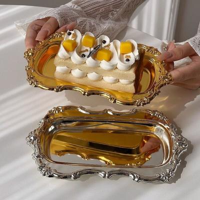 Dessertteller aus Edelstahl, geprägter Schmuckaufbewahrungsteller, Vintage-Kuchenplatte, Heimdekoration