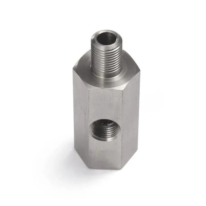 Oil Pressure Sensor Connector Feed Line Gauge Tee Adapter Stainless Steel Side Holes Female To M12 M10 M14 1/8NPT1-8BSPT 1/4NPT