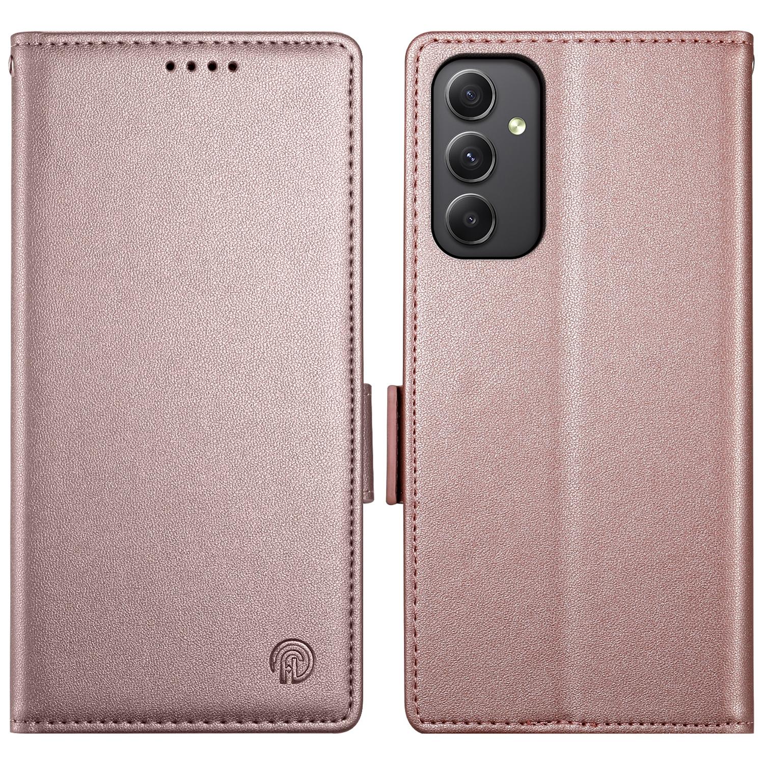 

DF-010 For Samsung Galaxy A35 5G Case Leather Phone Cover with Side Magnetic Clasps Rose Gold