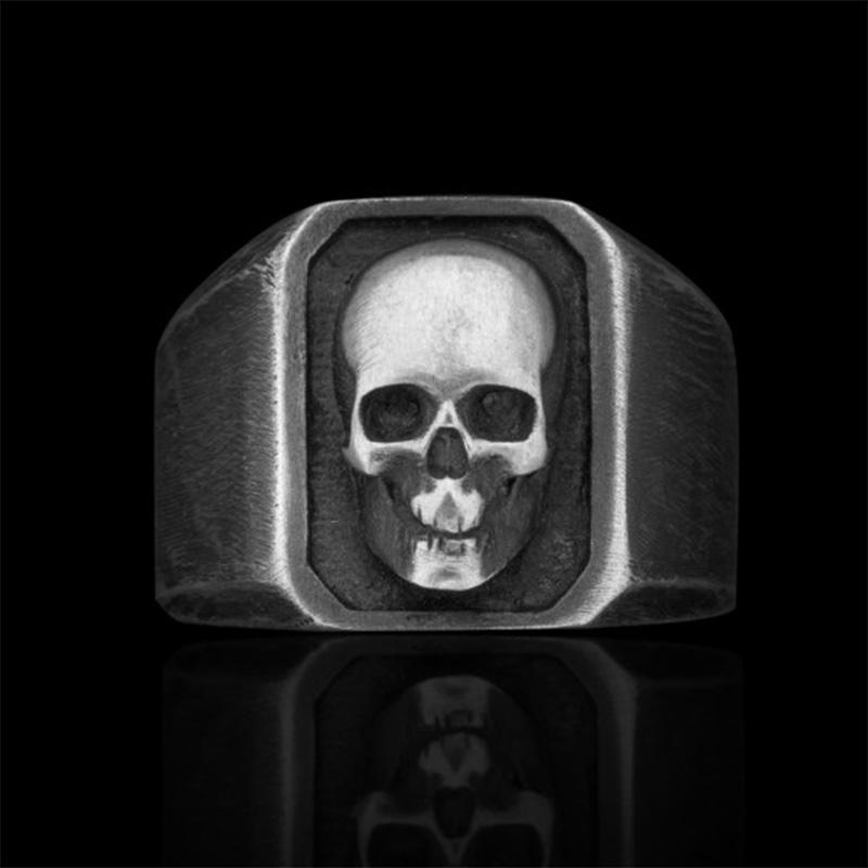Dropshipping Men's Calvarium Skull Ring Gothic 316L Stainless Steel Biker Ring Motorcycle Band Jewellery Party Gift OSR734