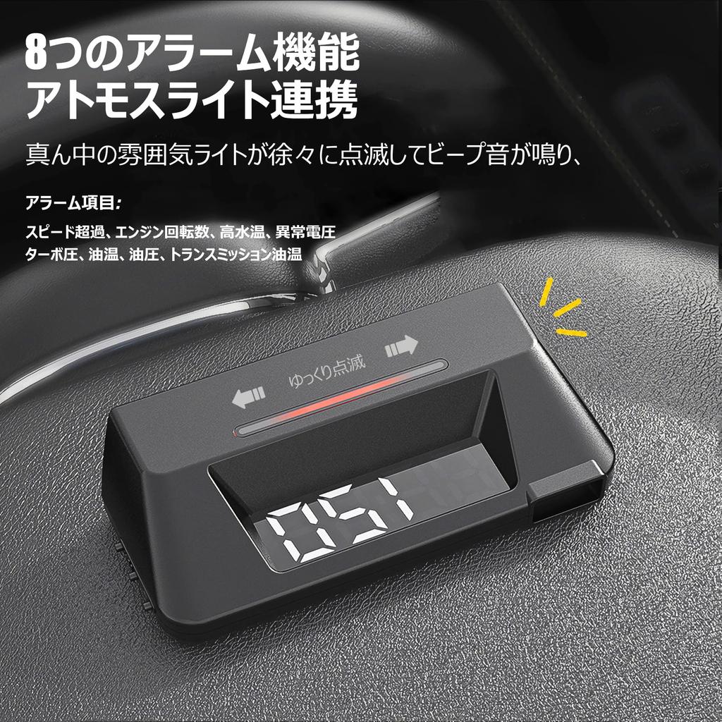 GIGC Car Head-Up Display, OBD2 Meter, Tachometer, Multimeter, Alarm Function, Multi-Function Digital HUD