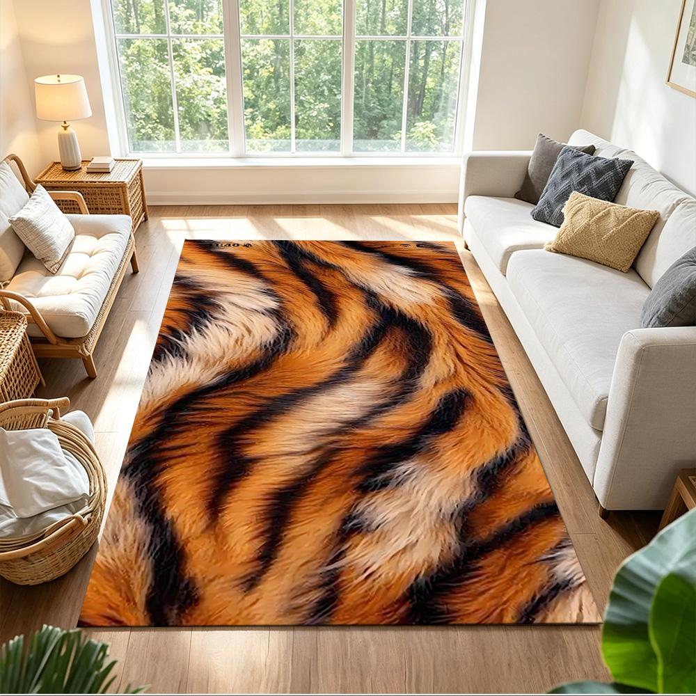Tiger Stripe Pattern Close-up Non-Slip Home Carpet Design for Office Decor Living Room Bedroom Gift