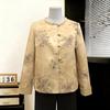 2026 Spring Women's Embroidered Jacket: New Chinese Style, Round Neck, Pearl Button, Short Stylish Top for Mother's Day