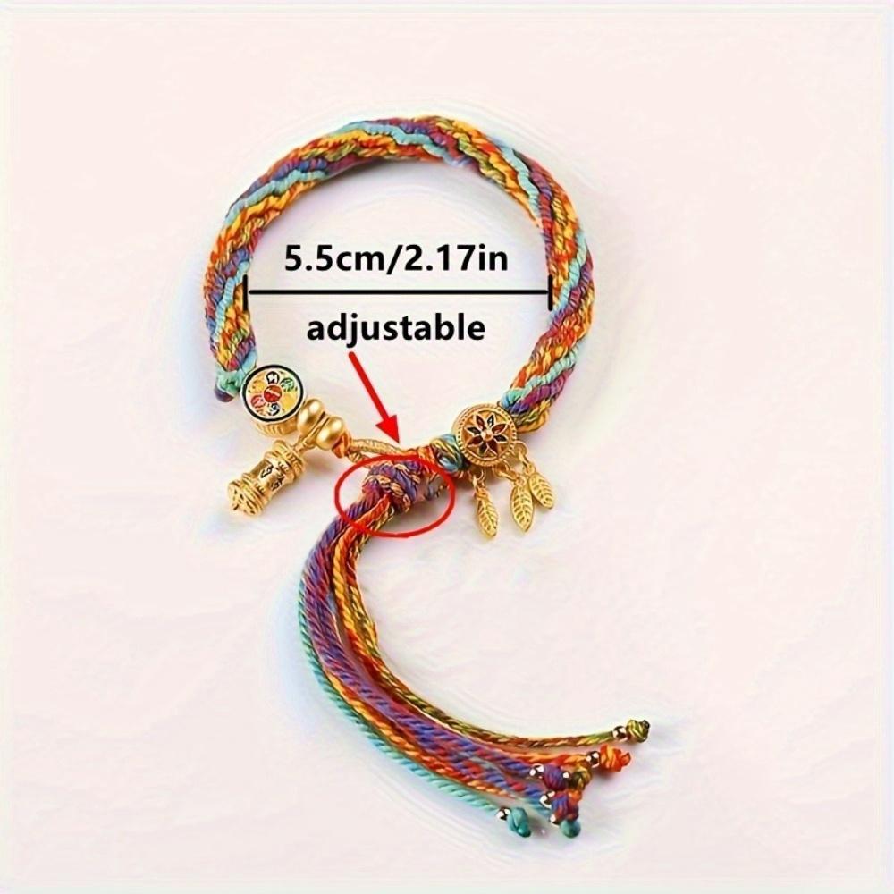 Woven Buddhist Bead Bracelet - A unisex hand-woven rope bracelet.