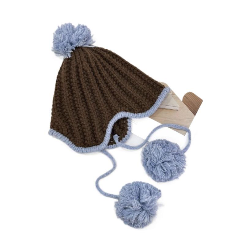 25 early autumn new Harajuku simple wind splicing contrasting color wool knitted bucket hat warm bucket hat female tide