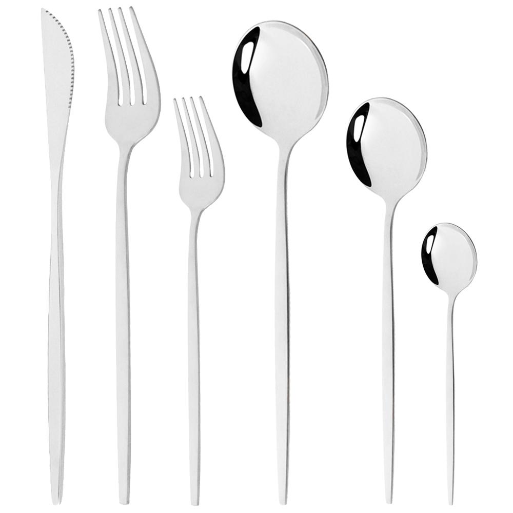 

36 шт. набор столовых приборов из нержавеющей стали, столовые приборы для вечеринки, десертная вилка, ложка, нож, посуда, кухонный набор столовых приборов, сервис на 6 человек серебряный