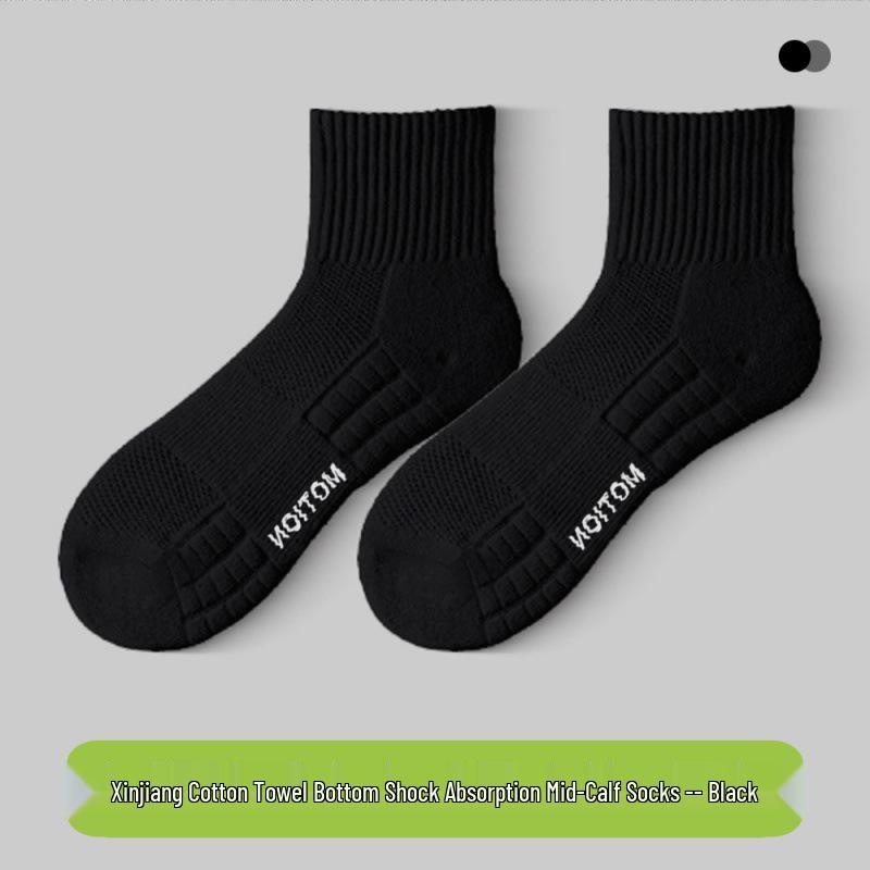 Men's Breathable Summer Socks: Mid-Calf, Short, Odor-Resistant, Terry Bottom, Cotton, Thin, Versatile, White Boat Socks