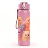 1PC Fluffy Stacked Kitten Group 750ml Color Plastic Sports Water Bottle Leakproof Flip Straw Lid Suitable for Sports Office Home Use