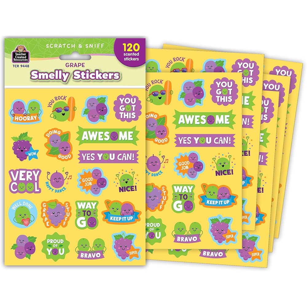 Teacher Created Resources Grape Smelly Sticker TCR9448 Fun Scented Design for Kids Classroom Rewards