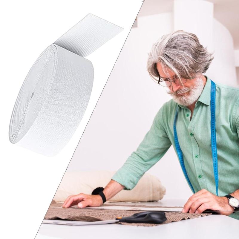 4 Rolls Elastic Tape 0.6-2Inch Wide 5.5 Yards Each With 2 Metal Drawstring Threader Clips For Pants Dress Waistband