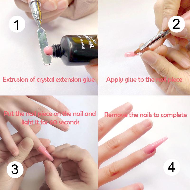 Caja de 120 Puntas de Uña de Cristal: Moldes para Extensión de Uñas Almendra Ballet con Escala