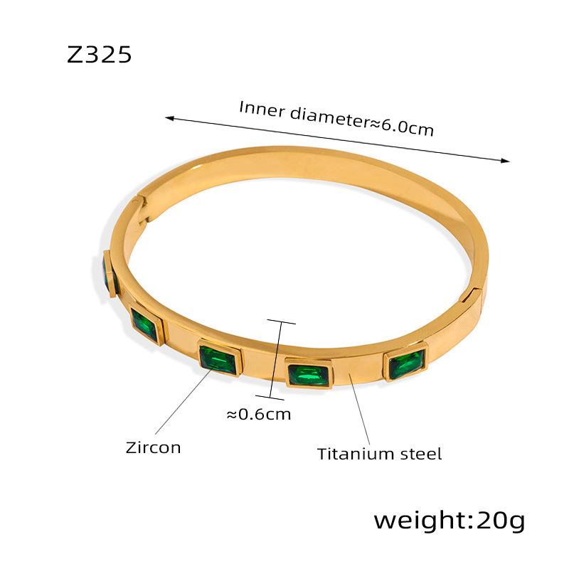 18K Gold-Plated Geometric Zirconia Stainless Steel Bracelet - Versatile, Elegant, Light Luxury Design