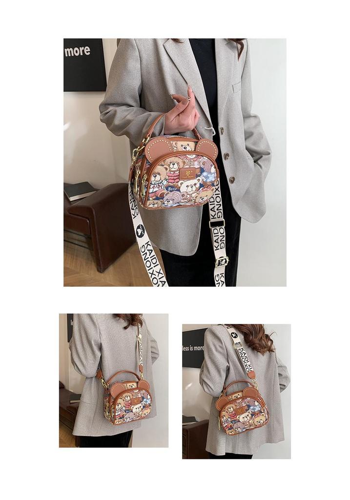 Katy Bear Embroidered Crossbody Bag - 2025 New Style Fashionable and Versatile Women's Shoulder Bag with Cute Bear Design.
