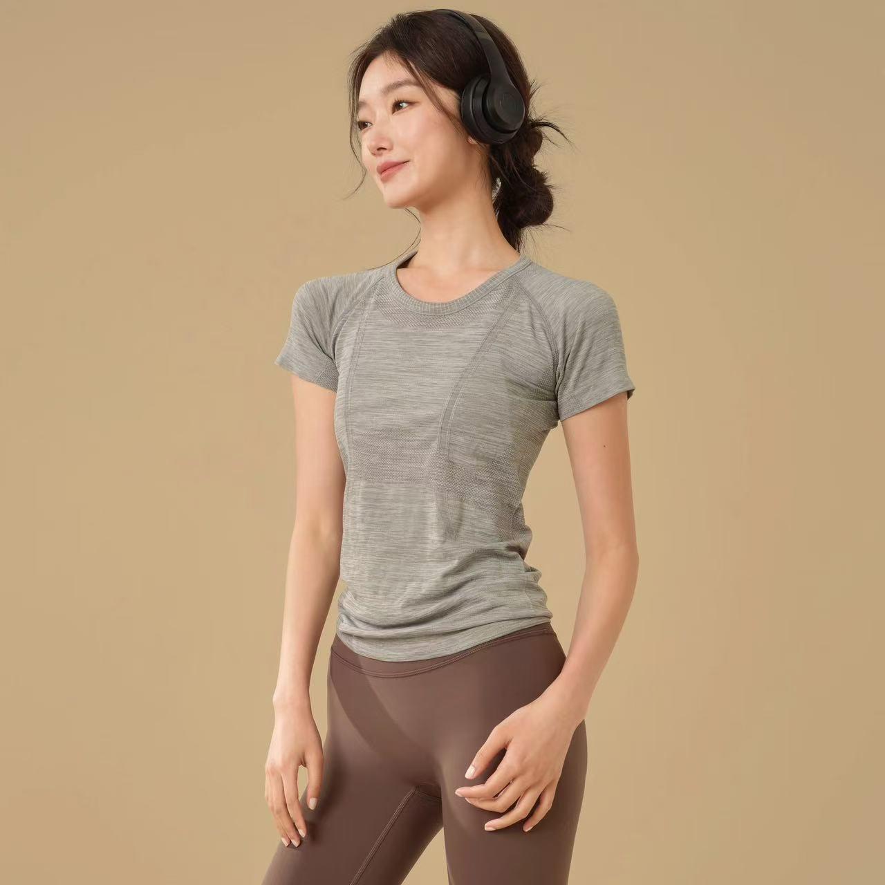 

Женский облегающий быстросохнущий топ для йоги - Дышащий, с коротким рукавом, с круглым вырезом, одежда для фитнеса Large