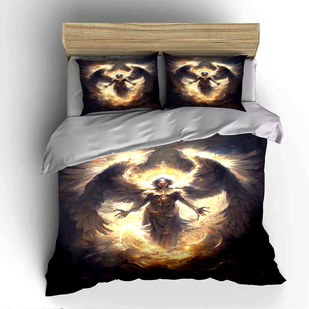 Angelic Warrior with Glowing Wings Design Bedding set (1 duvet cover, 2 pillowcases, duvet not included)