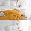 Good-Knitted Throw Blanket For Couch, Bed And Sofa Super Soft Blanket With Tassels Cosy Home Decor Durable Yellow