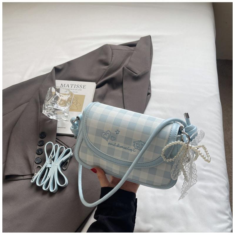 Uma Bolsa de Ombro Pequena Xadrez Elegante, Uma Bolsa Transversal Versátil Elegante para o Dia a Dia
