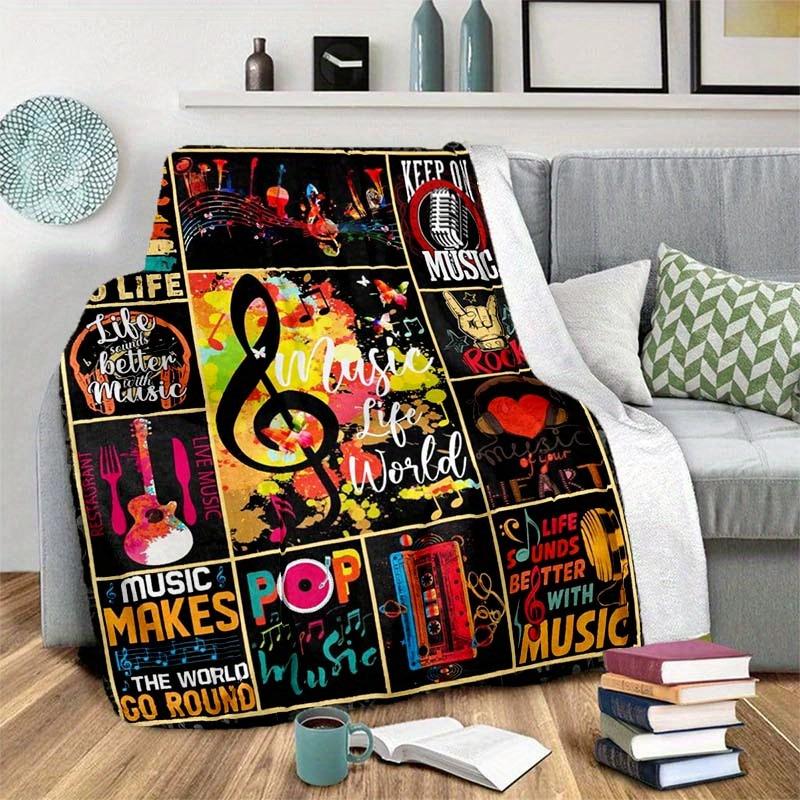 Musical Note Blanket Soft Warm Throw Blanket Nap Blanket For Couch Sofa Office Bed Camping Travel Multipurpose Gift Blanket For All Season