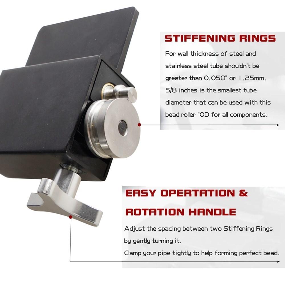 Instrument de Roluit Margini Tuburi Manual, Rola de Margele, Instrument de Crimpare pentru Tubulatură de Admisie și Intercooler, Potrivit pentru Tuburi cu DI de 5/8" sau Mai Mare, Aluminiu