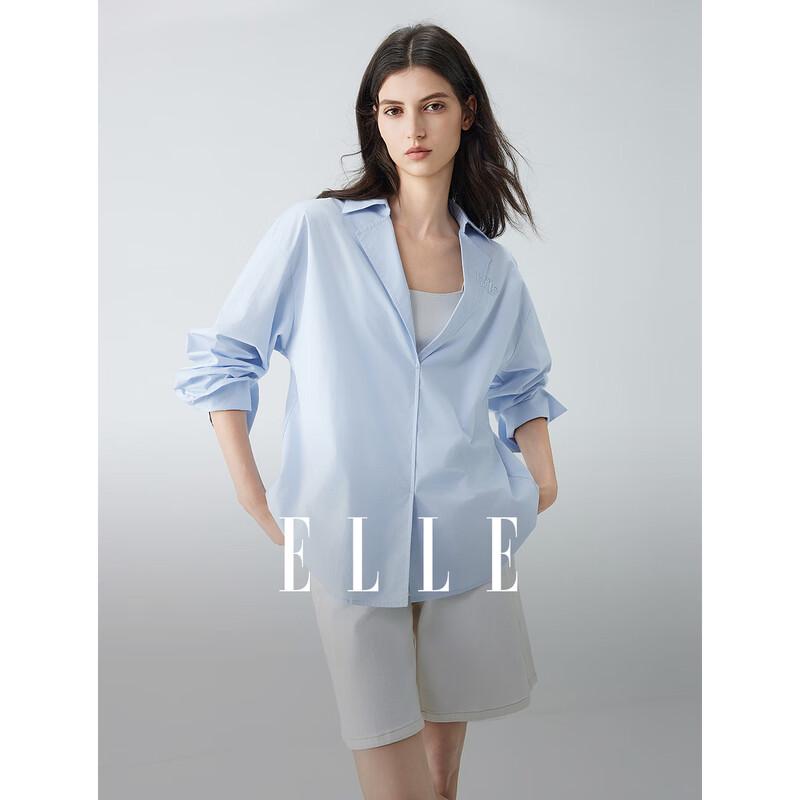 ELLE Women s French Loose Cotton Commuter Shirt M
