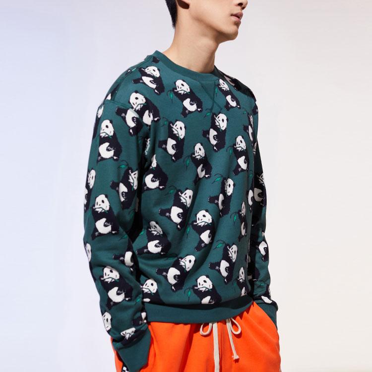 Anta X Oc Collaboration Life Series Panda Print Round Neck Long Sleeve Sweatshirt Men Sweatshirt Dark-Green 152020709H-2
