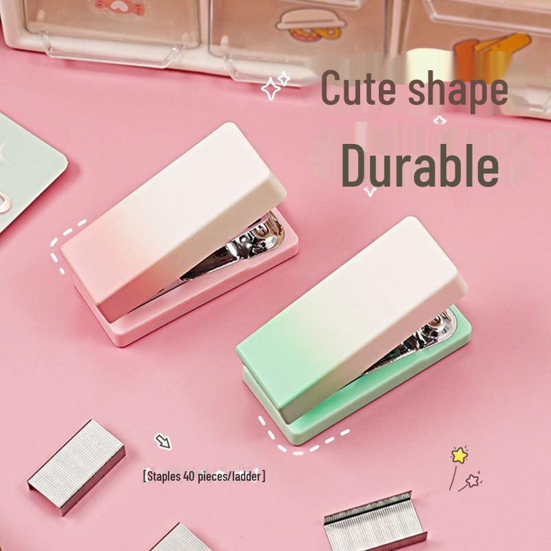 Mini Gradient Macaron Stapler, Portable Labor-Saving Stapler for Students and Office Use