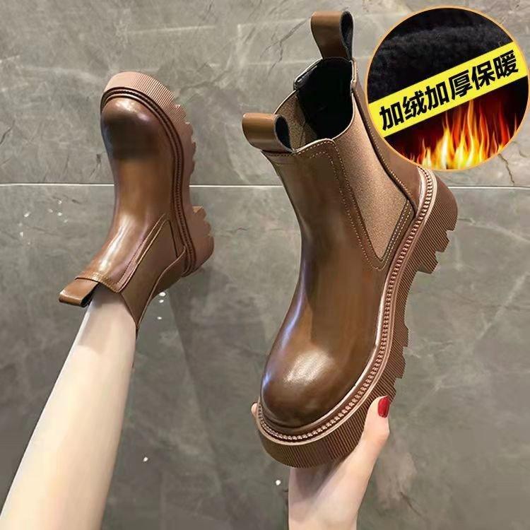 

Популярные зарубежные ботильоны Челси 2025 осень-зима новая обувь-сигареты нескользящие утепленные зимние ботинки ботинки Мартин женские 37