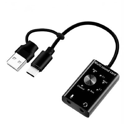 Externe Soundkarte USB 2.0 Typ C Stereo-Mikrofon-Adapter, professioneller Konverter für MacBook, Laptop, Headset, PC-Lautsprecher