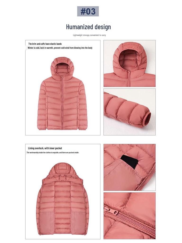 Korean Style Women's Hooded Down Jacket - Lightweight, Warm, Plus Size, Simple and Versatile for Autumn and Winter