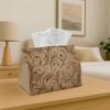 1pc Brown Baroque Scroll Tissue Box & Napkin Dispenser - Vintage Damask Suitable for Home, Car, Parties, Bedside Table Decor - Compatible with Tissues