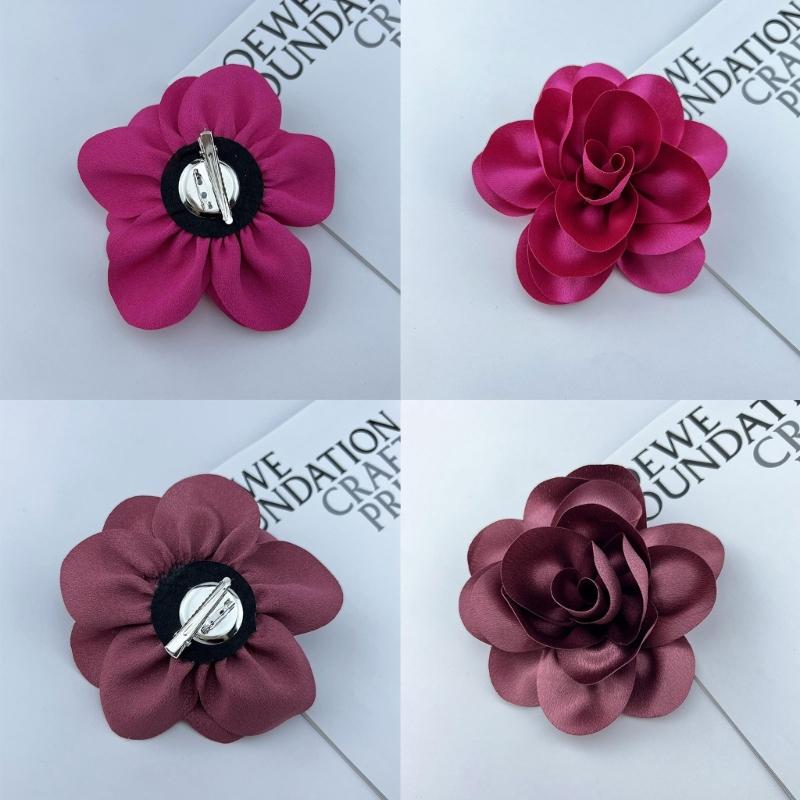 Beautiful Satins Flower Lapel Pin Delicate Brooch French Brooch with Unique Pattern for Fashion Forward Individuals