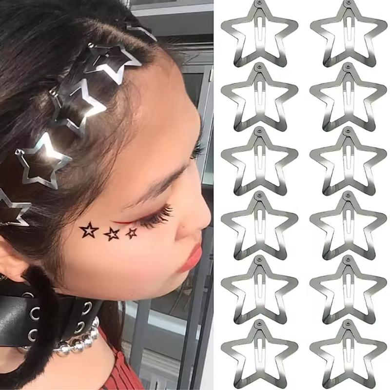 10/30/50/pcs Y2K Silver /Colorful Star Hair Clips Cute Star Barrettes Women Simple Metal Snap Clip Headdress Hair Accessories