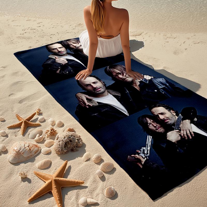 Ultra-Soft Beach Towel with Daryl and Rick Theme,Ideal for Pool - Camping, Diving - Perfect Travel Essential, Vibrant Beach Towel.