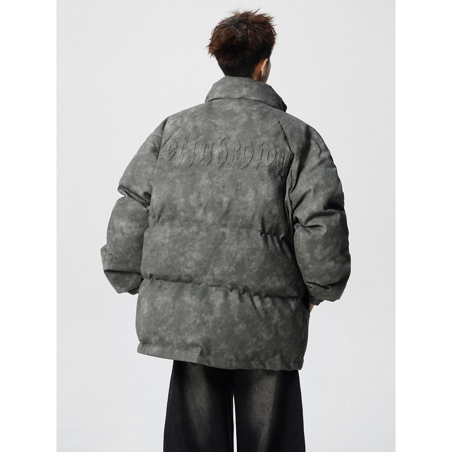 

Men s American Style Embossed Stand Collar Cotton Jacket - Warm, Retro, Thickened, Trendy Outerwear for Winter 2025. 5XL