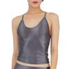 Womens Glossy Stretchy Camisole Scoop Neck Sleeveless Sling Crop Top Vest