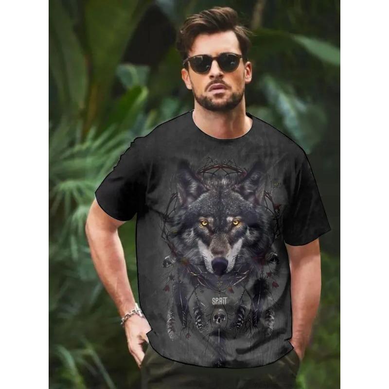 Herren 3D-bedrucktes Kurzarm-O-Ausschnitt-T-Shirt Sommer-Tees