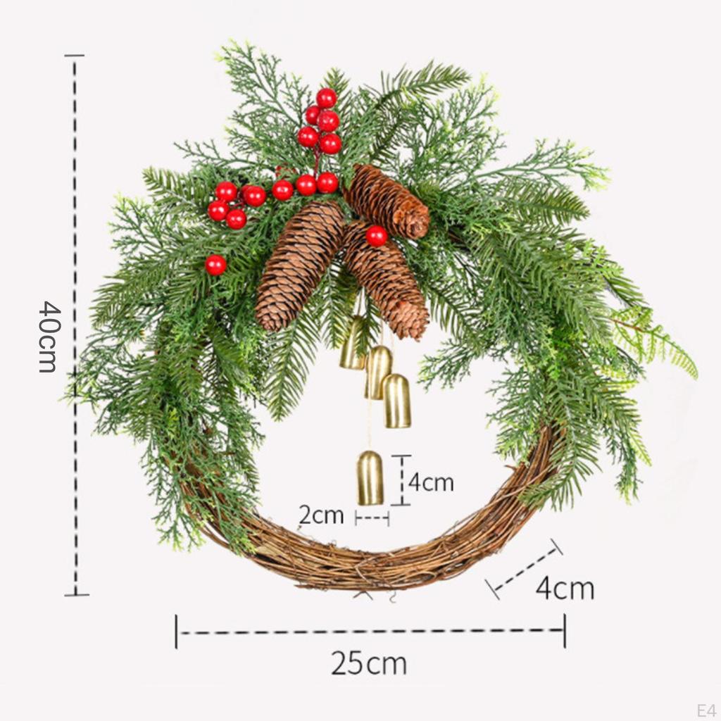 Door Front Wreath Artificial Flowers Garland Festive Christmas Holiday Wall