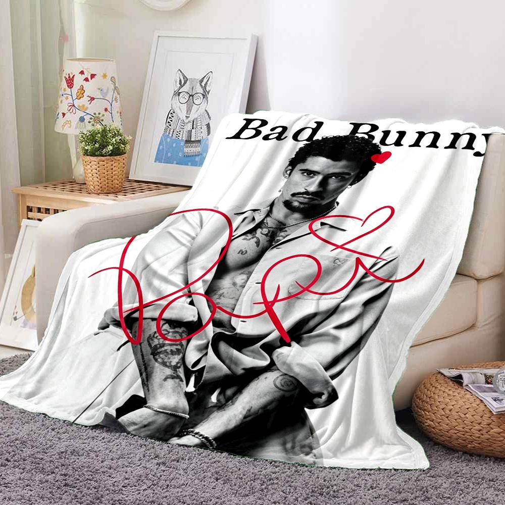 Bad Bunny Love Flannel Blanket Throw Blanket Soft Warm Sofa Bed Camping home Decor Unique Christmas Gift C9261092