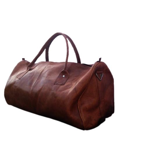 Old Fashion Real Brown Leather Duffle Bag Sports Gym Bag Weekend Travel Luggage