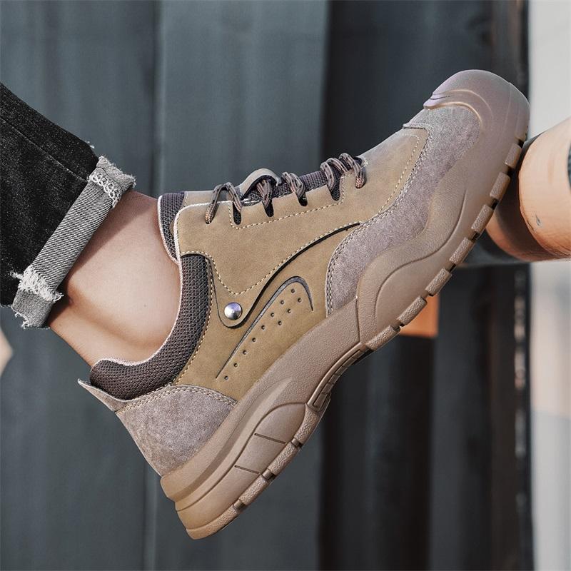 Fashion New Trend Genuine Leather Mens Casual Trainers Non Slip Outdoor Casual Footwear Man Classic New Handmade Leisure Hiking Sneakers