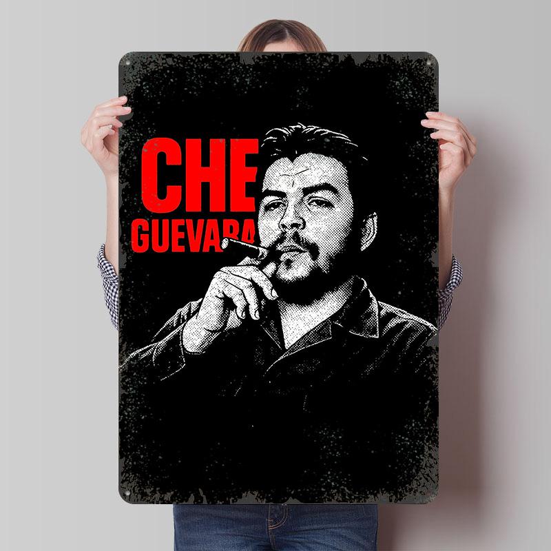 Che Guevara Zigarre rauchend Porträt Poster Individuelle Wandkunst Vintage Metallschilder Retro Blechschild für Man Cave Wand Deko Dekor