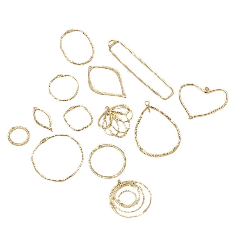 14K Gold-Filled Geometric Pendant: Square, Round, Teardrop, Heart Shapes for DIY Earrings