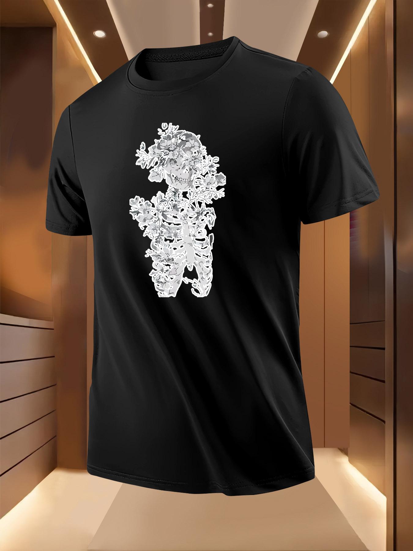 Floral Skull Print Pattern Tshirt XXXL