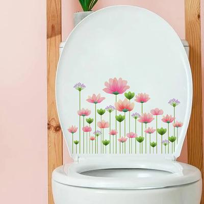 1Pc Flower Bird Toilet Sticker Self Adhesive Paintings Removable Bathroom Decal Decorative Room Decor Wall Stickers