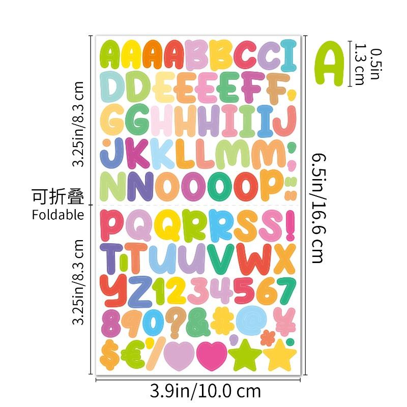 15 Sheets Colorful Letter Stickers, Self-Adhesive vinyl Alphabet Number Sticker For Mailbox,Sign Door, Business, Address Number