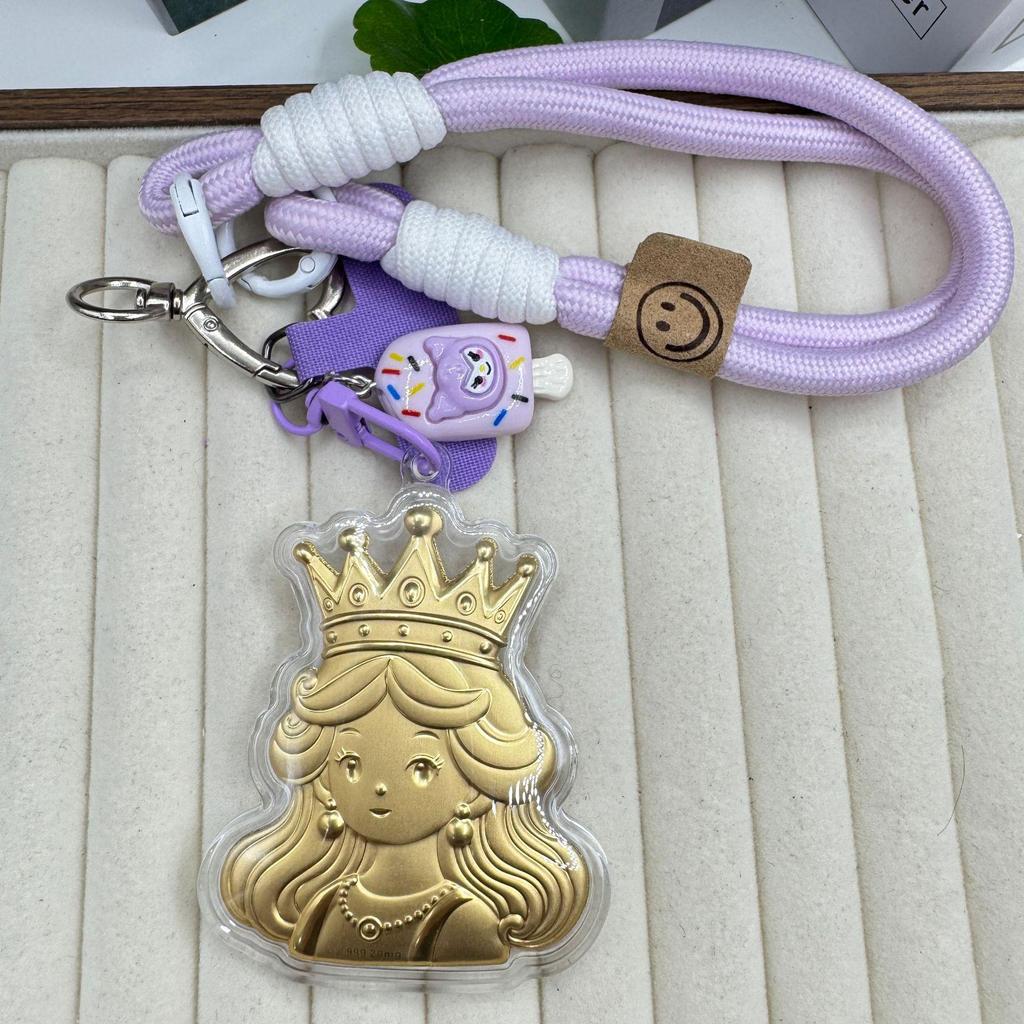 999 Pure Gold Princess Phone Charm - Cute Anime Keyring & Pendant