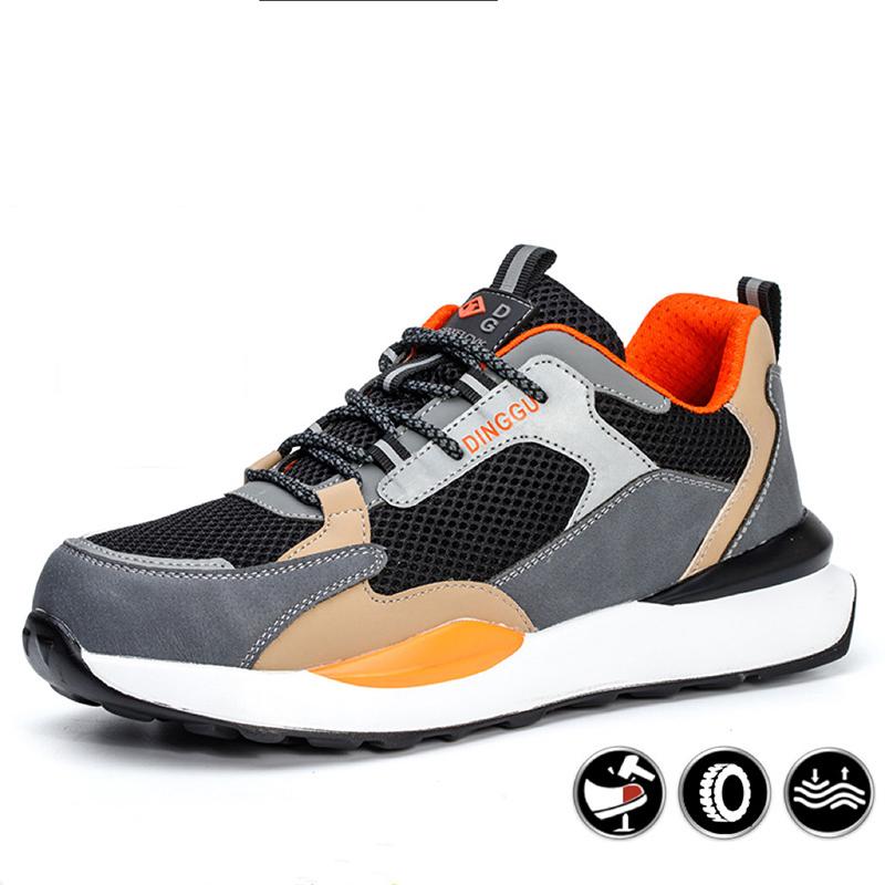 

Men Summer Sneakers Breathable Lightweight Oulylan Safety Shoes Work Indestructible Anti smashing Steel Toe Boots 39